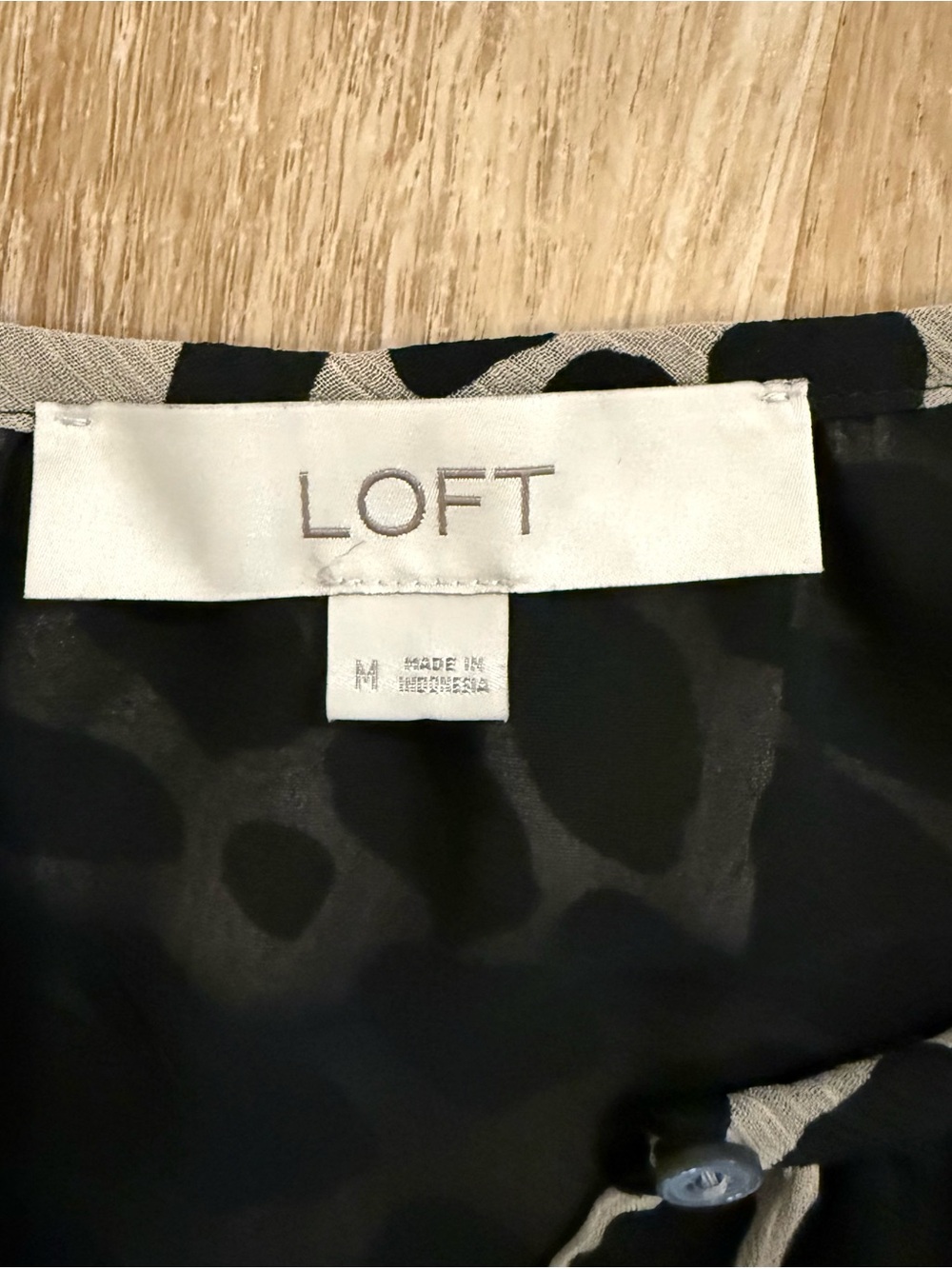 LOFT Black & Taupe Animal Print Ruffle Peplum Blouse - Picture 5 of 5